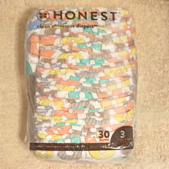 Unused & NWT ~ Honest Clean Conscious Diapers Donut Grow Up Size 3 /16-28 lbs. - Picture 1 of 12